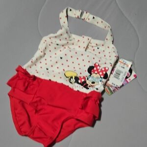 Disney Minnie Mouse Red and White Swimsuit 6-9months
